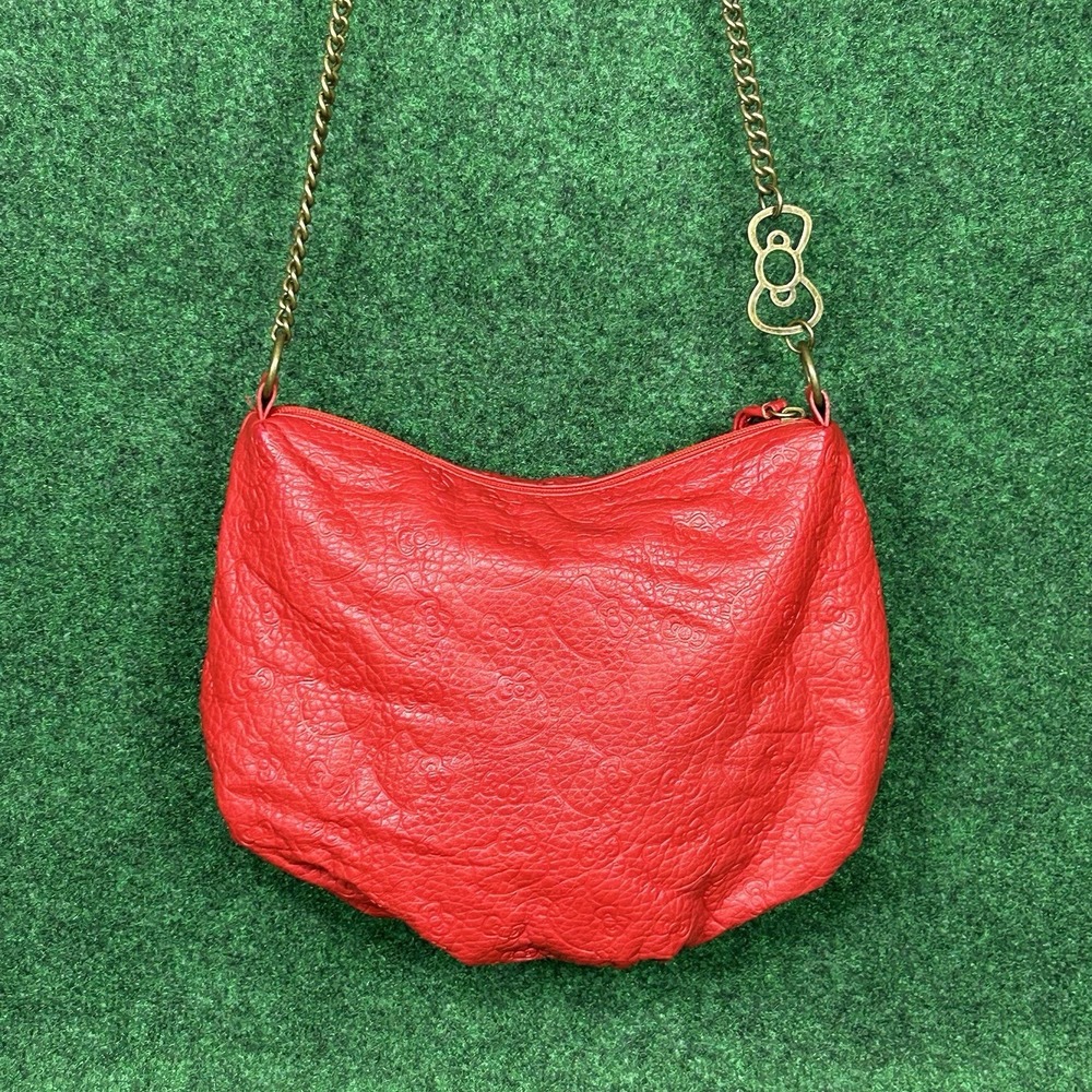 Loungefly Hello Kitty Purse Red Chain Bow Strap Tassel Bag Travel All Over Print - Picture 3 of 16